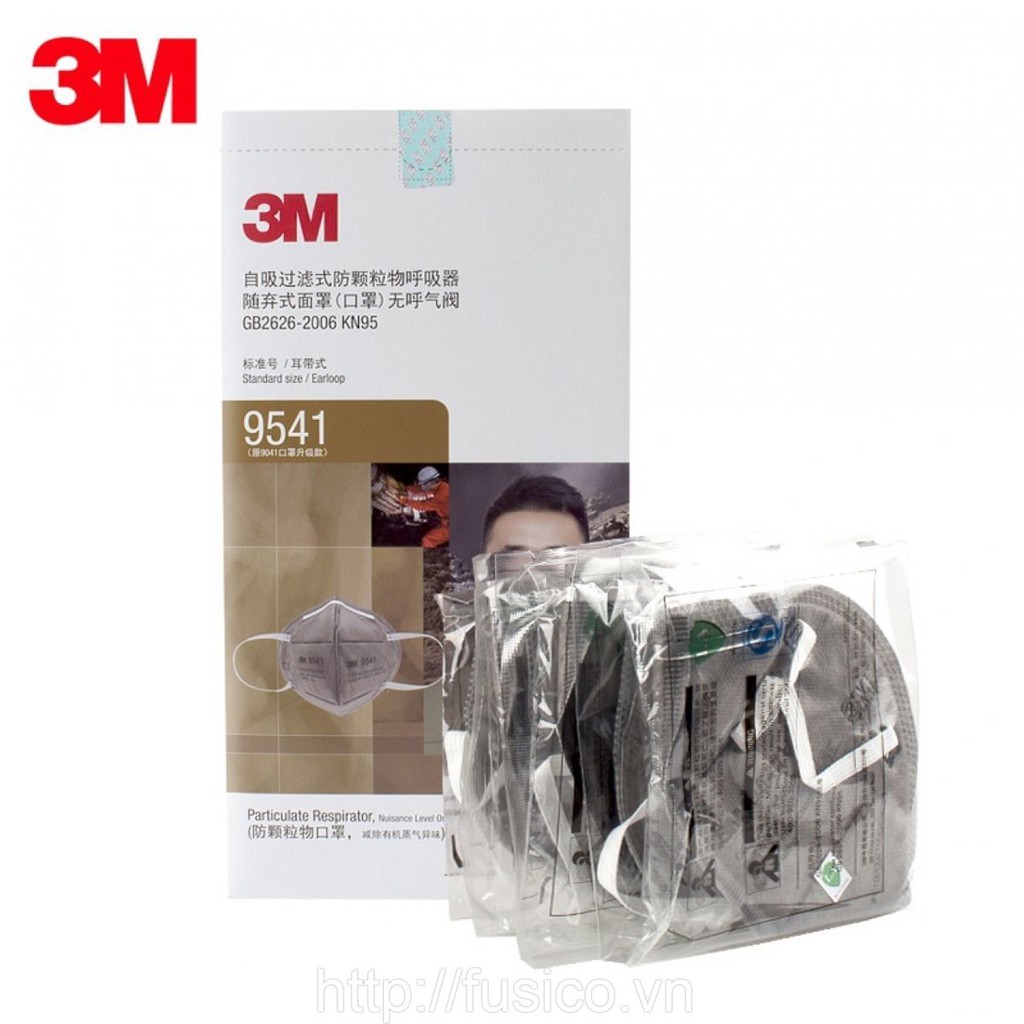 KHẨU TRANG 3M 9541 Tiểu Chuẩn Của Úc P2, KN95 (N95 Mỹ) , LỌC ÍT NHẤT 95% BỤI MỊN, VI KHUẨN, VI RÚT