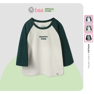 Áo Raglan tay lửng cho bé trai, áo thun cotton phối màu in thông điệp cho bé từ 1 tuổi - 7 tuổi Baa Baby - BT-AT21L