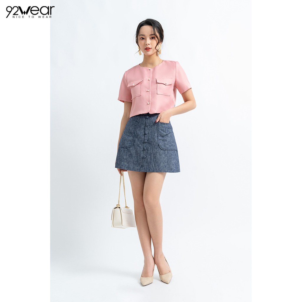 Chân váy chữ A ngắn túi ốp 2 bên JAW0758 - 92WEAR