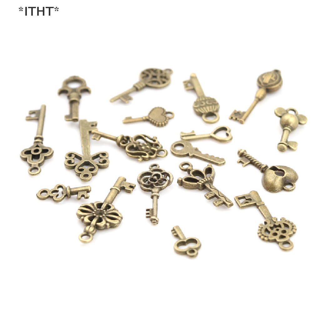 Bộ 18 Mặt Dây Chuyền Hình Chìa Khóa Bằng Đồng Phong Cách Cổ Điển DIY