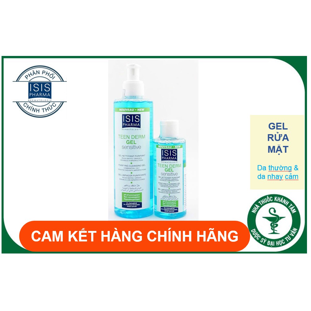 ✅(CHÍNH HÃNG) Gel Rửa Mặt Giảm Nhờn Mụn Cho Da Nhạy Cảm IsIs Pharma Teen Derm Gel Sensitive