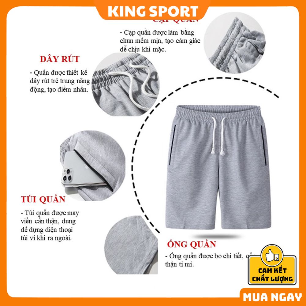 Quần short nam đùi thể thao mềm mịn ống rộng unisex thoáng mát KING SPORT Quần đùi nam mặc nhà dạo phố năng động