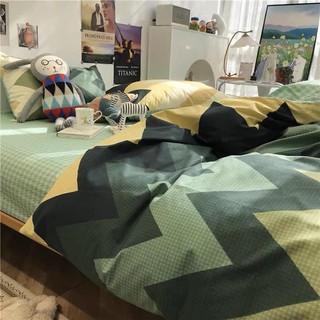 Set vỏ chăn ga gối xanh kẻ siêu hot