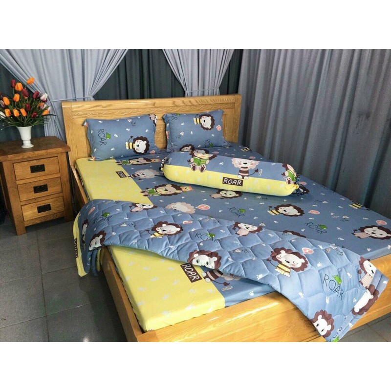 Bộ drap thun❤️FREESHIP❤️ga thun lạnh - drap thun Hàn Quốc mẫu bò sữa  ( 1ga, 2 áo gối nằm, 1 áo gối ôm)