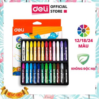 Bút sáp dầu Deli - Hộp giấy 12 màu/18 màu/24 màu - 1 Hộp - EC20100/EC20110/EC20120
