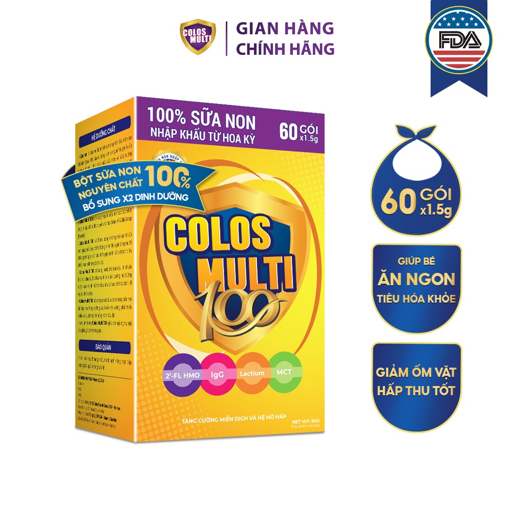 [DUY NHẤT 3.3 COLOS33 -10% đơn 600K]  Sữa non Colosmulti 100 hộp 60 gói x 1,5g hỗ trợ hệ tiêu hóa, giúp bé ăn ngoan