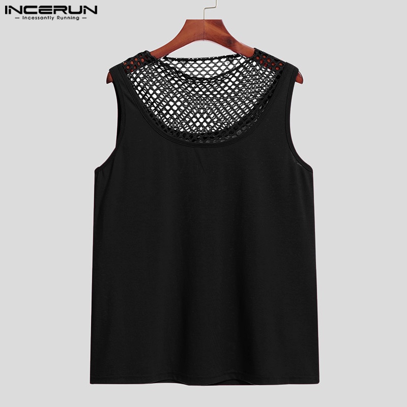Áo tanktop INCERUN dáng rộng phối lưới thời trang mùa hè cho nam