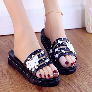 Dép Nữ Quai Ngang Bướm Đính Đá