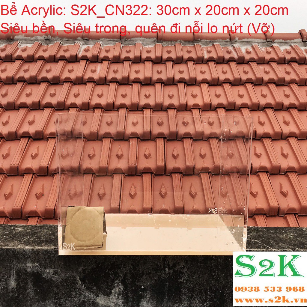Bể acrylic CN322: 30x20x20, siêu trong, siêu nhẹ hồ mika cho nuôi cá, cây thủy sinh.