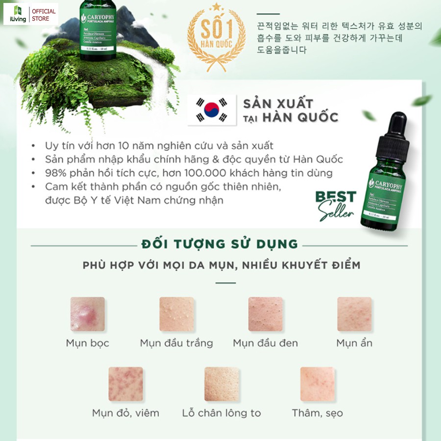 Serum giảm mụn mờ thâm se khít lỗ chân lông Caryophy 30ml và 10ml ILIVING-CARSRC | BigBuy360 - bigbuy360.vn