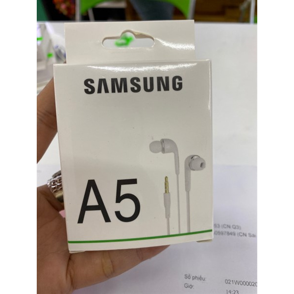 Tai nghe A5 Samsung hộp giấy, Jack 3.5, màu trắng