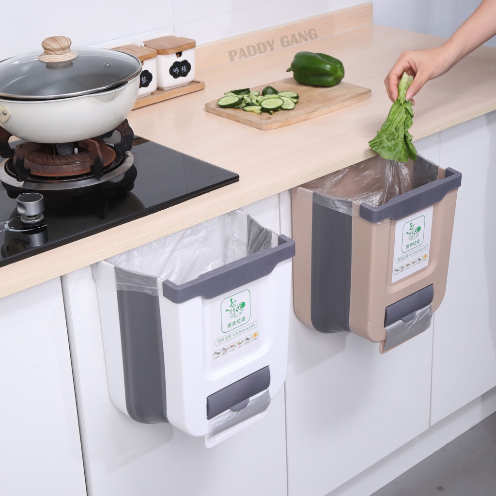 Thùng Rác Mini Thông Minh Có Ngăn Để Túi Đựng Rác Tự Phân Hủy, Thùng Đựng Rác Gấp Gọn Treo Tủ Bếp Sọt Rác Tiện Lợi