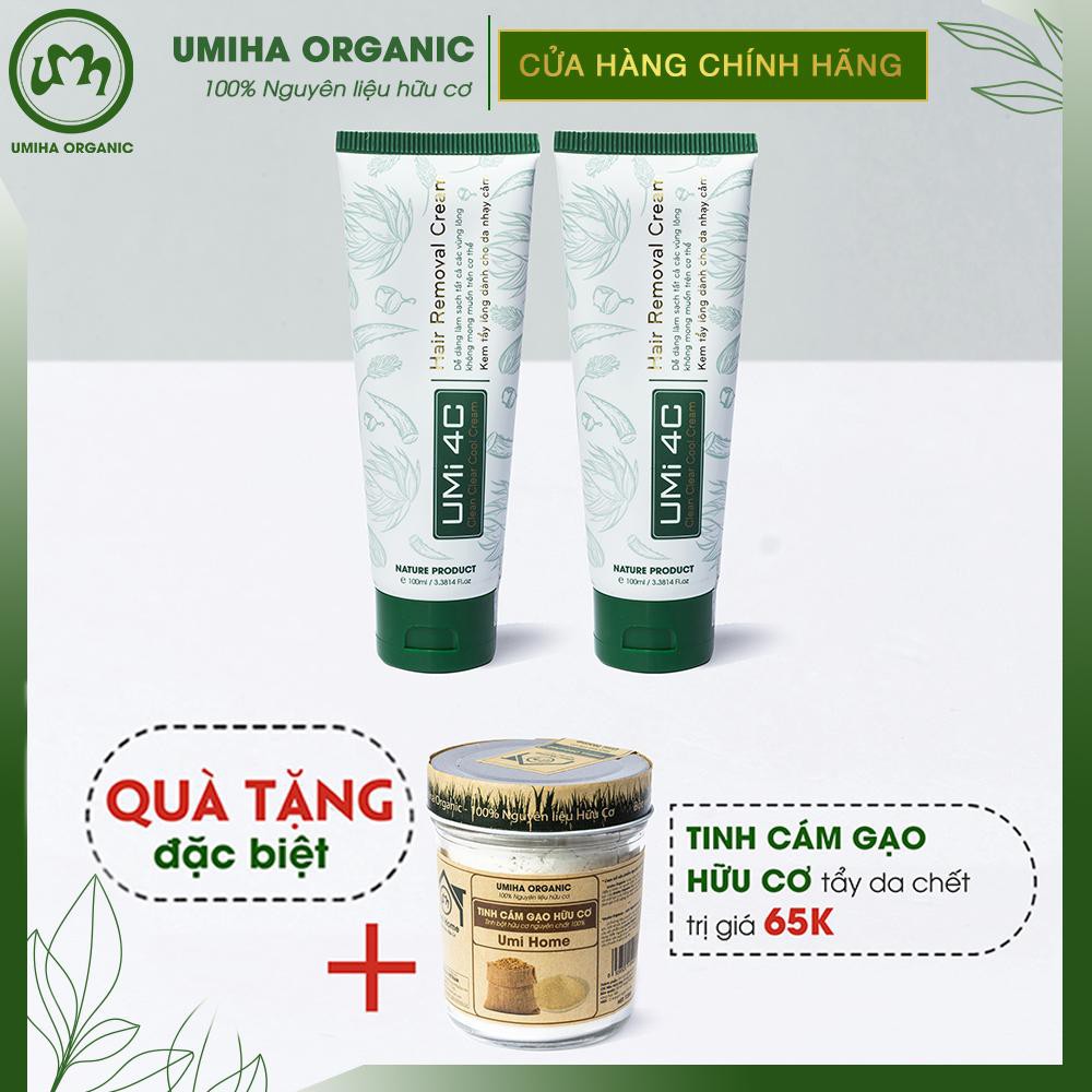 Combo 2 hộp Kem tẩy lông Umi 4C an toàn cho cả da nhạy cảm - Tặng Bột Cám Gạo hữu cơ Umihome đắp mặt và tẩy da chết | BigBuy360 - bigbuy360.vn