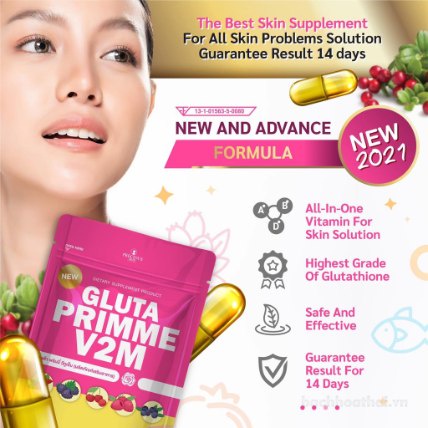 vıên uốnǥ Gluta Primme V2M trắŉg da bổ sunǥ collągen Thái Lan