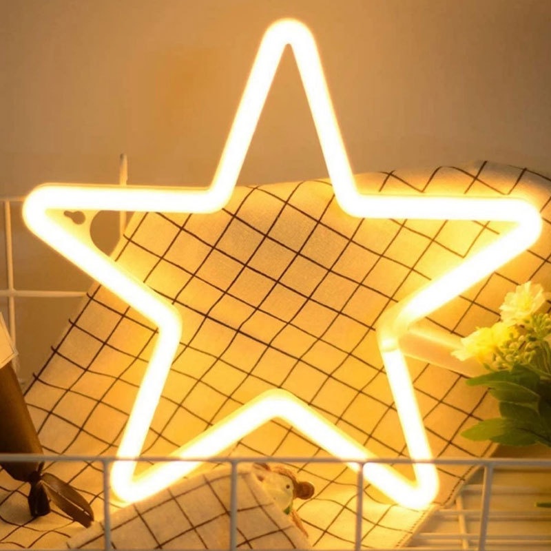Đèn trang trí phòng ngủ NEON ngôi sao - Decor trang trí - Đèn Led - Màu vàng ấm và nhiều màu sinh động