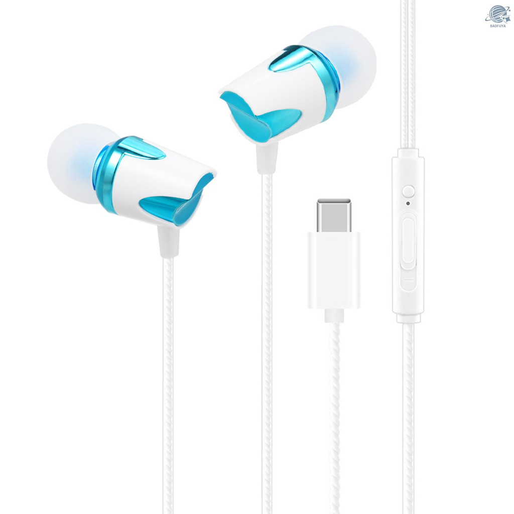 BF USB Type-C Wired Earphones Portable In-Ear Headphones Line Control With Mic for MI 8 / 8SE / 6 / Note 3 / MIX 2 for LE 2 / 3 Series