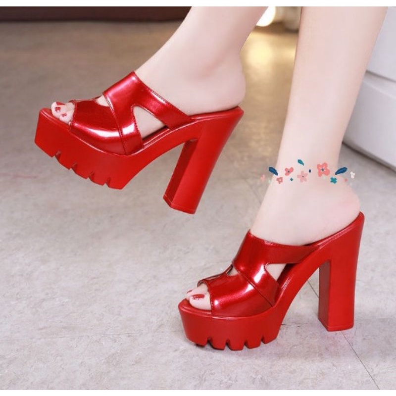 Dép cao gót khuyết eo 9f