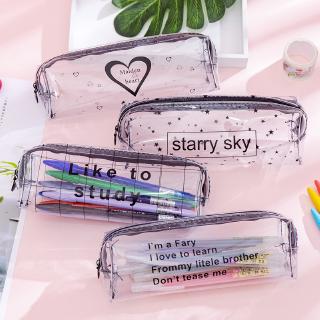 1 Cái Đơn Giản Trong Suốt Chữ PVC Túi Đựng Bút Chì Học Sinh Di Động Túi Đựng Văn Phòng Phẩm Túi