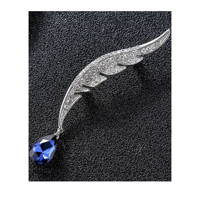 Cài áo thời trang hình lông vũ cách điệu đính đá GC73