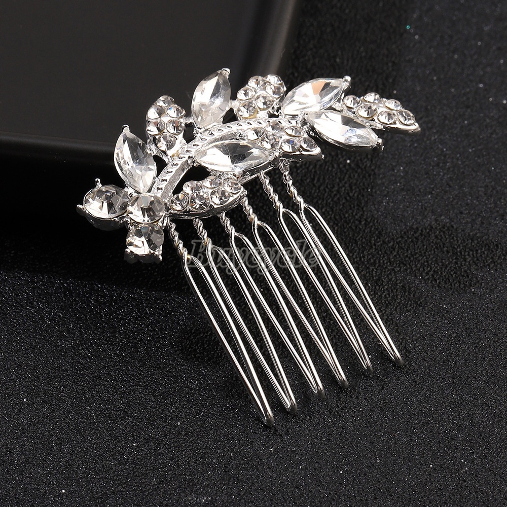 Lược Cài Tóc Hình Chiếc Lá Đính Đá Thời Trang Cho Cô Dâu