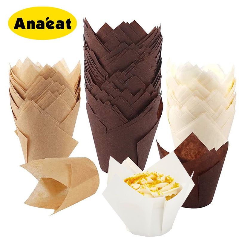 50 Giấy làm bánh ngọt/ sô cô la ANAEAT họa tiết hoa tulip dùng một lần