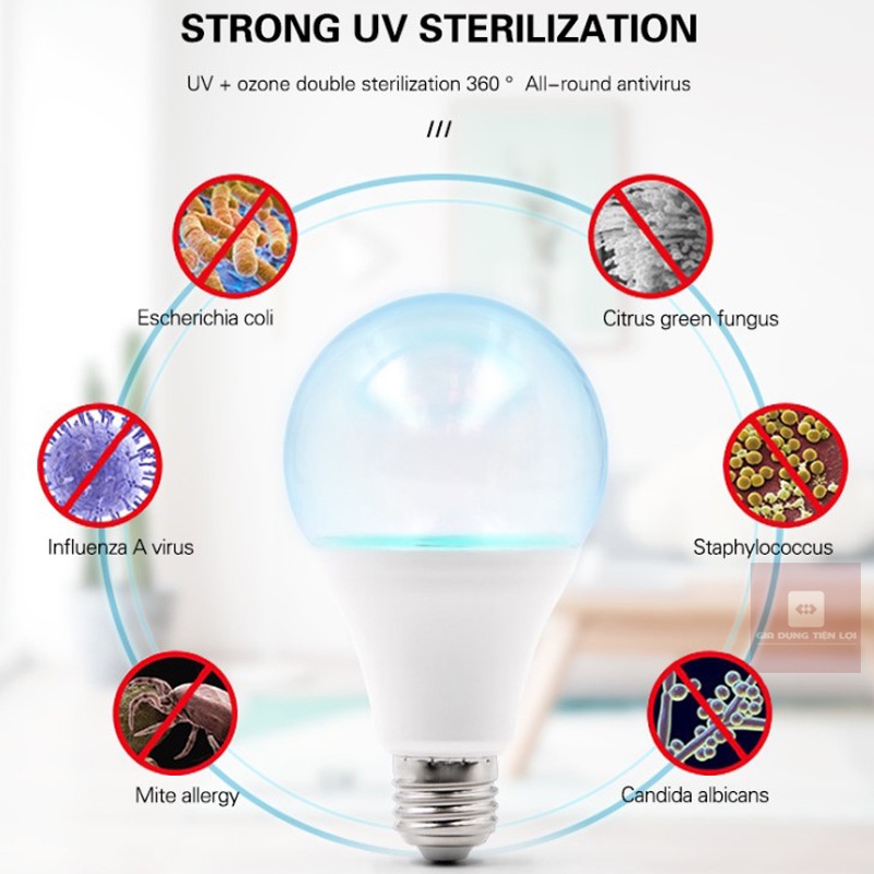 Đèn khử trùng diệt khuẩn LED UV E27 220V bảo vệ gia đình