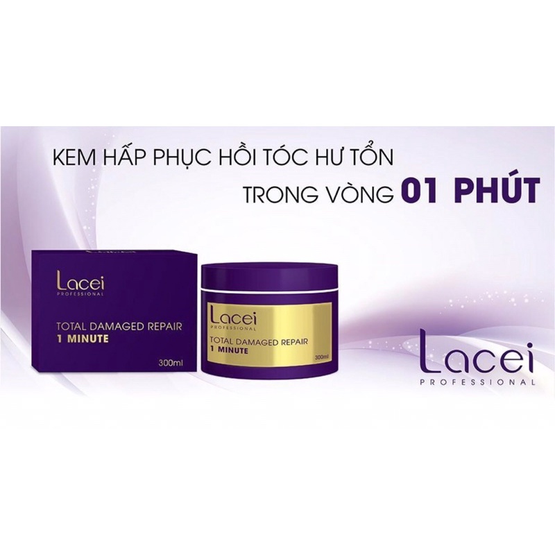 Hấp dầu 1 phút Lacei tím 300ml - nhanh chống hiệu quả - phục hồi tóc khô rồi
