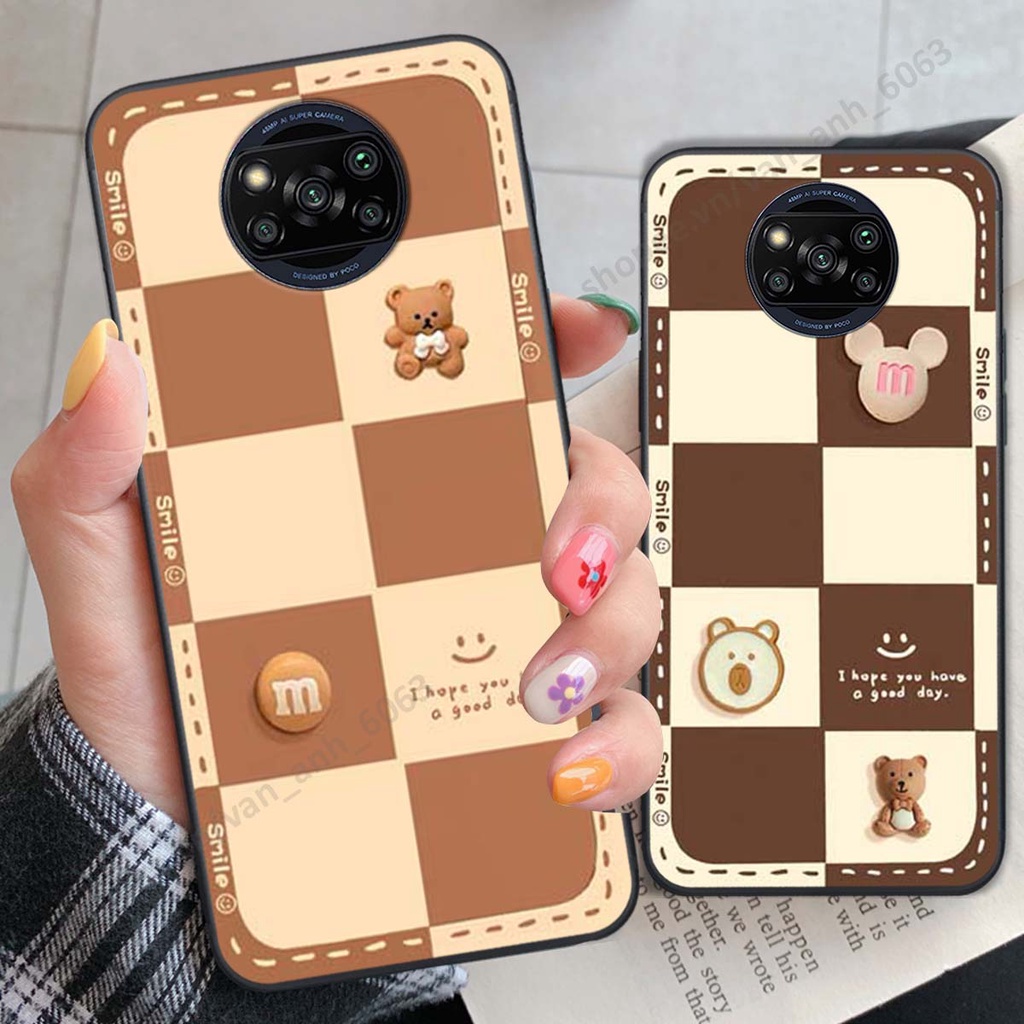 Ốp lưng Xiaomi Poco X3 / Poco X3 Pro hình gấu, kẹo dễ thương cute