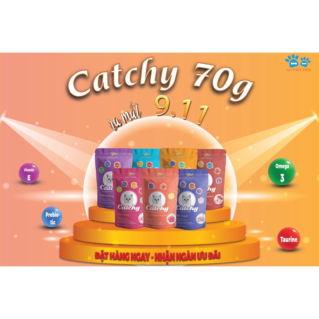 Pate Mèo gói Catchy 70g - đổi vị cho Mèo lười ăn