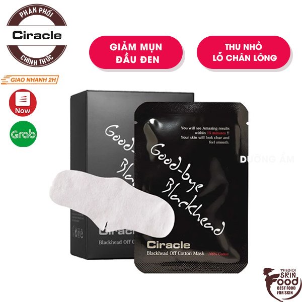 Miếng đắp hút mụn đầu đen, sợi bã nhờn, se khít lỗ chân lông Hàn Quốc Ciracle Black Head Cotton Mask