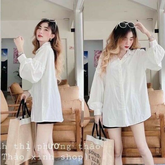 Áo sơ mi tay phồng phôm rộng PC đơn giản dễ thương