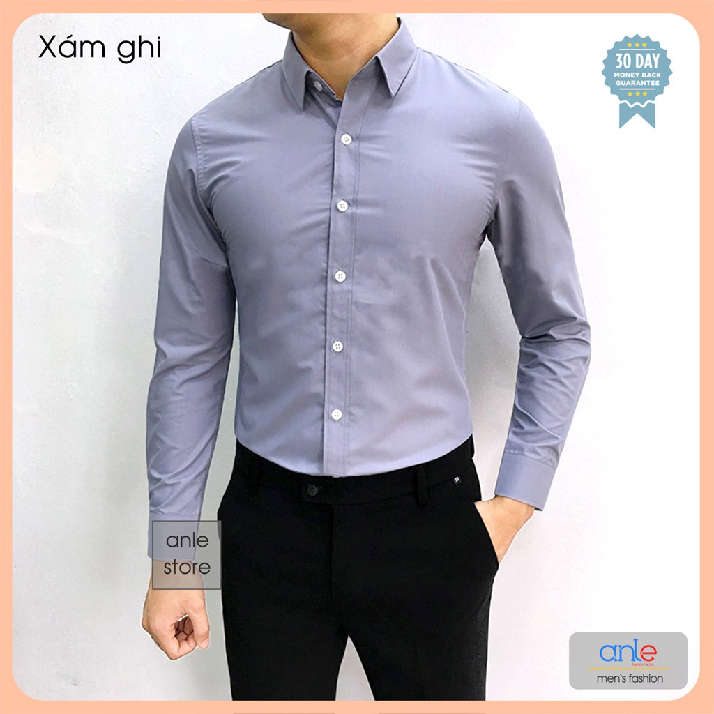 Áo sơ mi nam công sở LOUIS dài tay đẹp form Hàn Quốc Cotton lụa xuất khẩu cao cấp màu trắng đen [Ảnh và Video Thật]