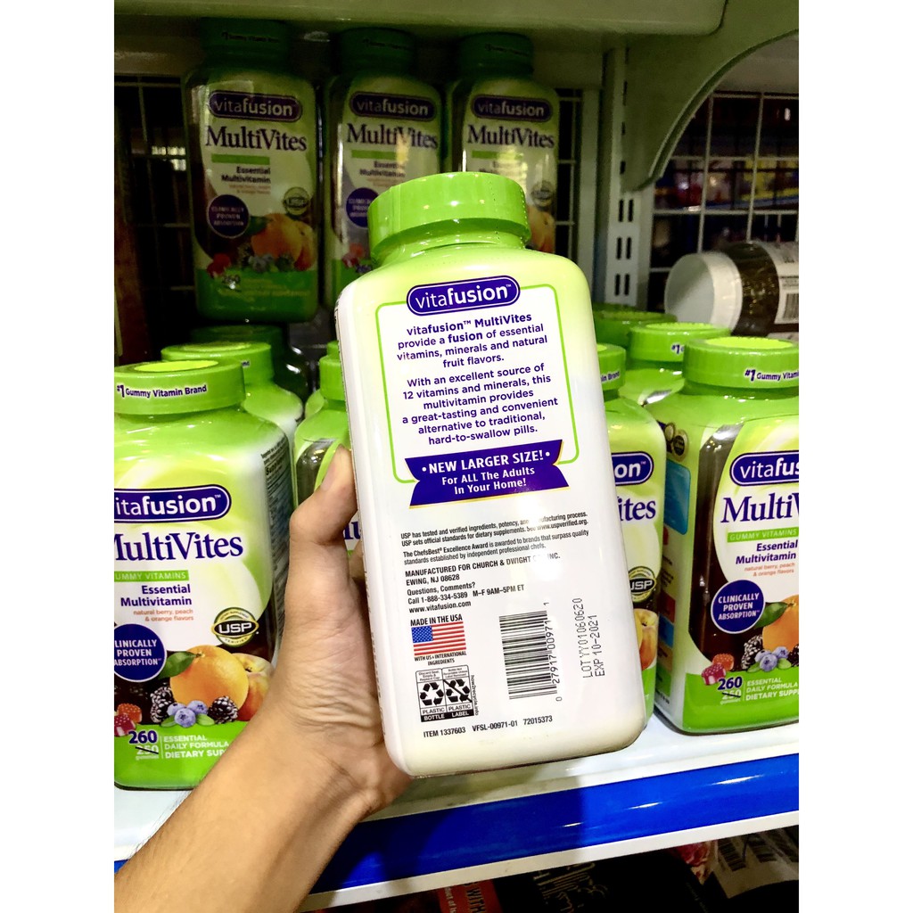 [Mã FMCGLOC giảm 5% đơn 250K] [DATE MỚI]KẸO DẺO VITAFUSION MULTIVITES GUMMY VITAMINS, CHAI 260 VIÊN | BigBuy360 - bigbuy360.vn
