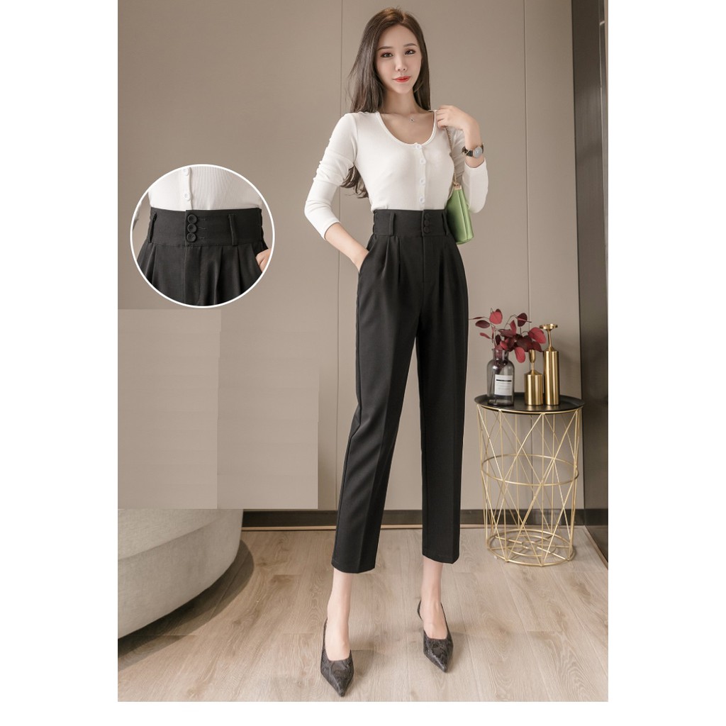 Quần Baggy Lưng Cao 3 Cúc cao 8cm, Phom rộng Có Big Size 68Kg, Lưng Thun Đằng  thoải mái, Chất Vải Tuyết Mưa Đẹp