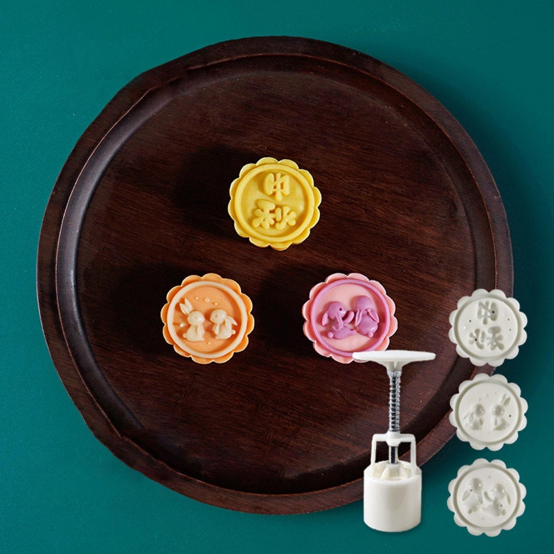 Khuôn Làm Bánh Trung Thu Hình Thỏ Hoạt Hình Bằng Nhựa 25g