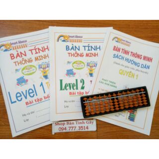 Bàn tính soroban 13 cột nâu tặng tài liệu hướng dẫn và thực hành cho bé