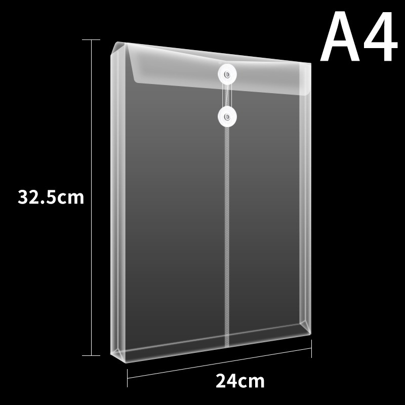 Bộ 12 Bìa Thư Tài Liệu Khổ A4 Bằng Nhựa Poly Màu Trong Suốt Kèm Nút Và Dây Buộc Tiện Dụng