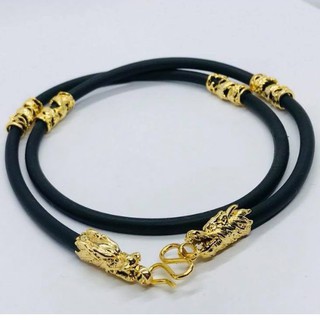 ❤Dây chuyền nam cao su bọc rồng mạ vàng