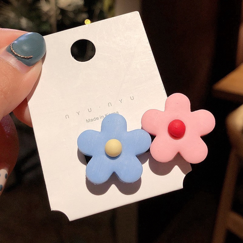 Kẹp tóc hình bông hoa đôi màu kẹo xinh xắn thời trang Hàn Quốc