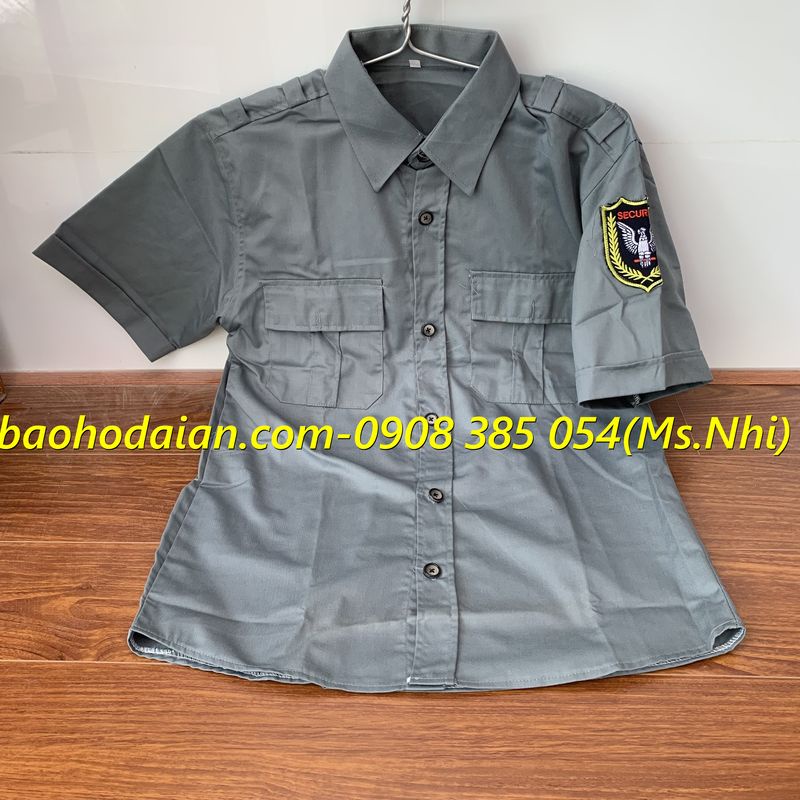 Áo vệ sĩ tay ngắn màu xám sang trọng- Vải kaki thấm hút mồ hôi- Hình thật
