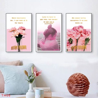 BỘ TRANH TREO TƯỜNG HOA HIỆN ĐẠI MÀU HỒNG - TRANH HOA MÀU HỒNG - TRANH TREO CÔ GÁI