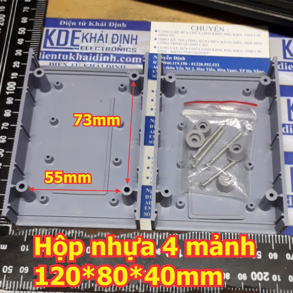 Hộp nhựa hộp mạch điện màu xanh xám 4 mảnh 120*80*40mm kde5443