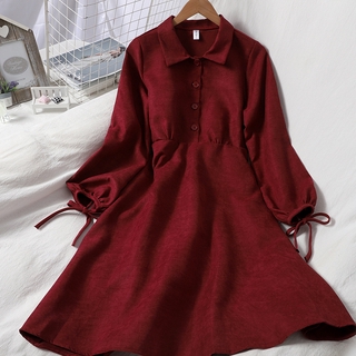 Korean Fashion Round Neck Long Sleeve Dress