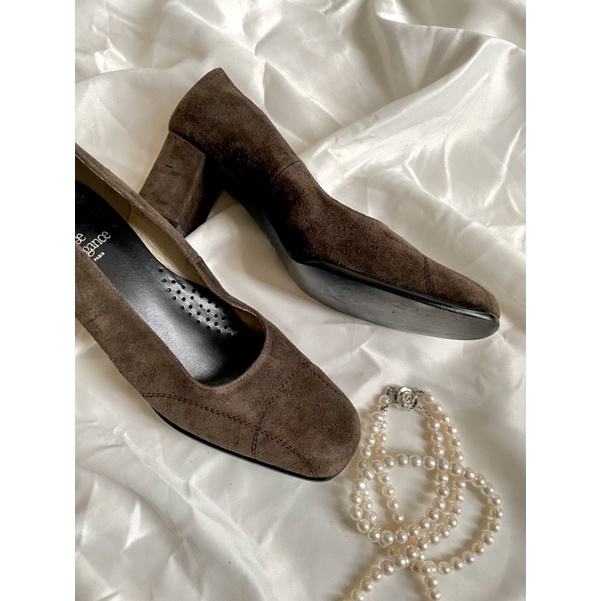 Giày cao gót vintage da lộn/size 36