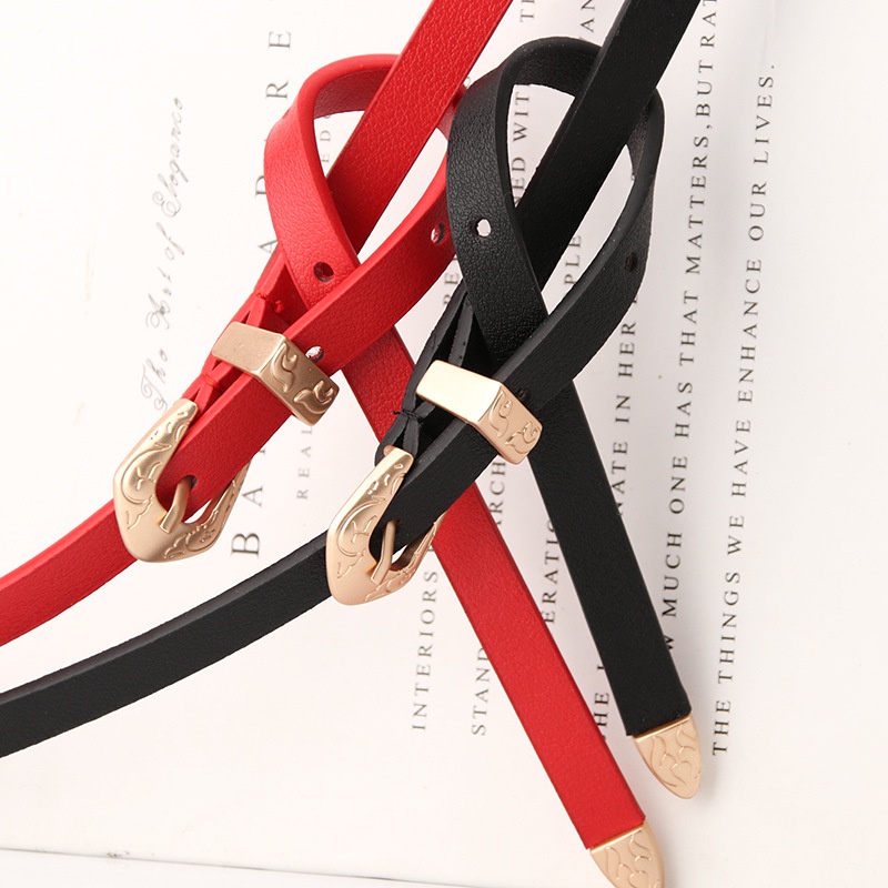 Thắt Lưng Mỏng Nhiều Màu Sắc Khóa Chạm Khắc Thời Trang Đa Năng Dành Cho Bạn Nữ Mặc Đầm