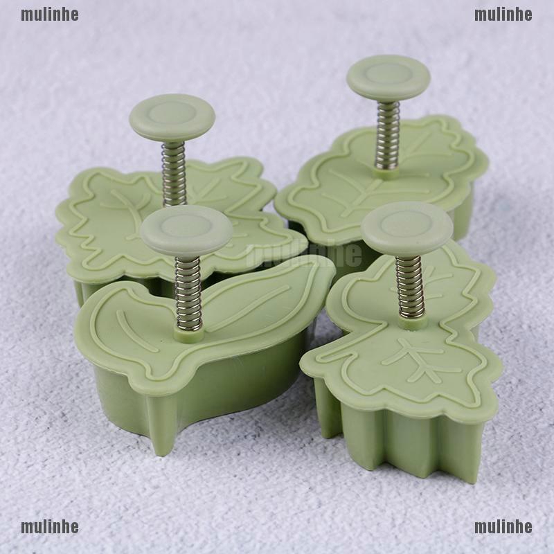 Mul❤ Bộ 4 Khuôn Cắt Bánh Quy Hình Chiếc Lá 3D