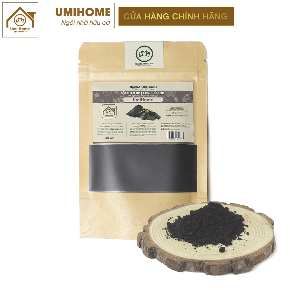 Bột Than Hoạt Tính làm trắng răng hữu cơ UMIHOME nguyên chất | Activated carbon 100% Organic 40G