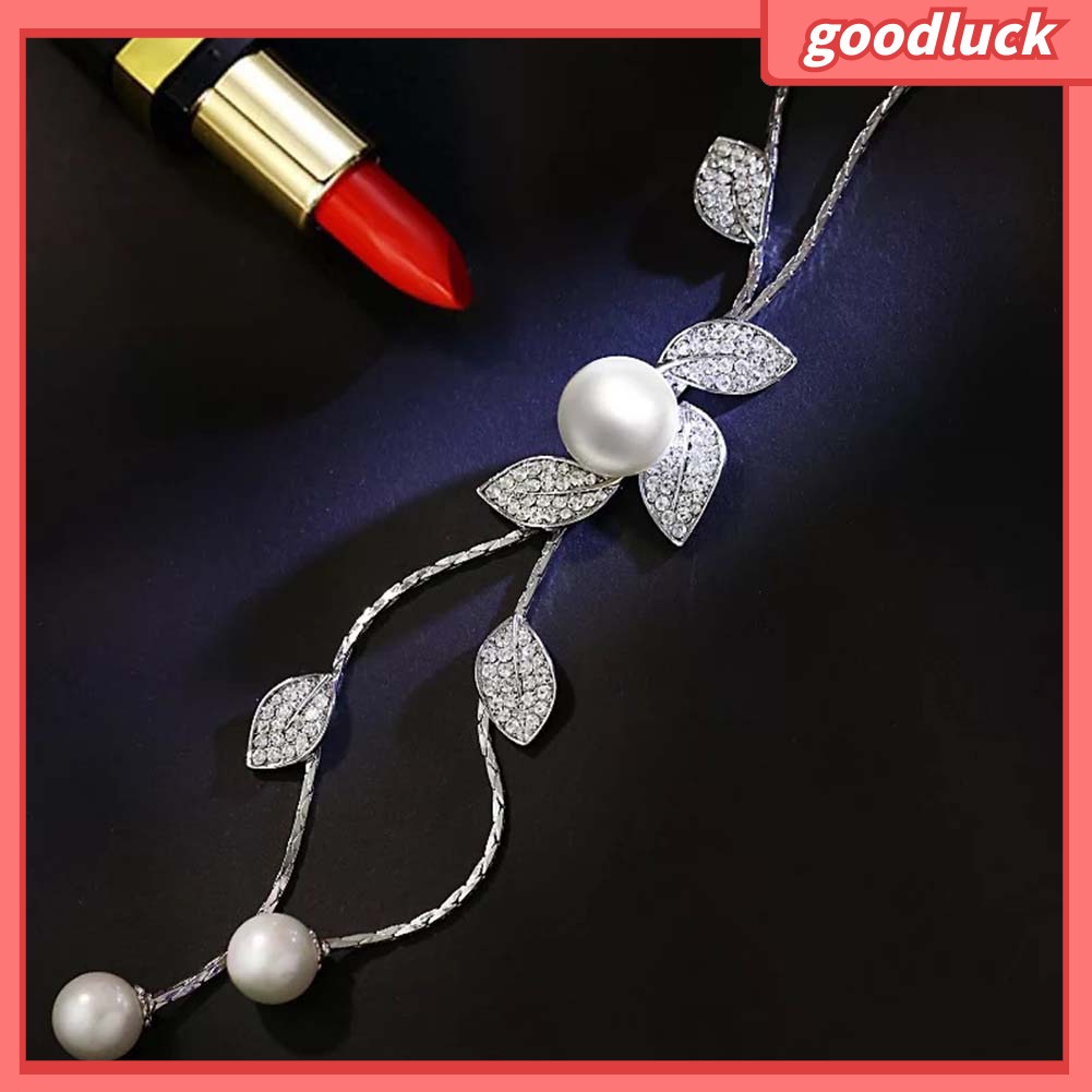 Dây Chuyền Mặt Chiếc Lá Đính Ngọc Trai Cho Nữ