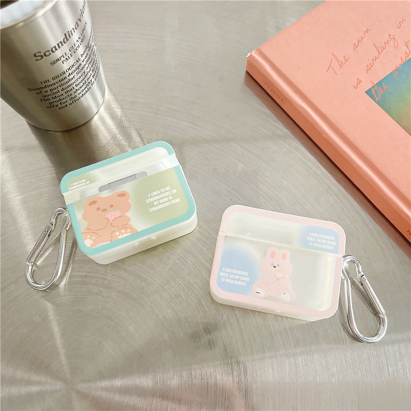 Vỏ Bảo Vệ Hộp Sạc Tai Nghe Airpods 1 2 3 Pro Mềm Chống Trầy Hình Vuông Họa Tiết Hoa Và Thỏ