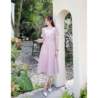 váy cổ nơ dáng xòe Y161